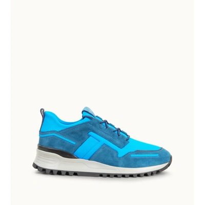 Tod's Sneakers In Scuba Effect Fabric And Suede In Blue