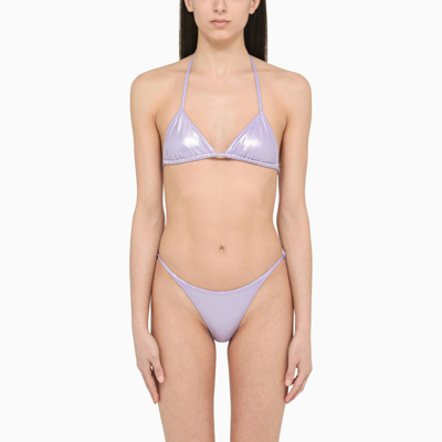 Attico High-shine Triangle Bikini Set In Purple
