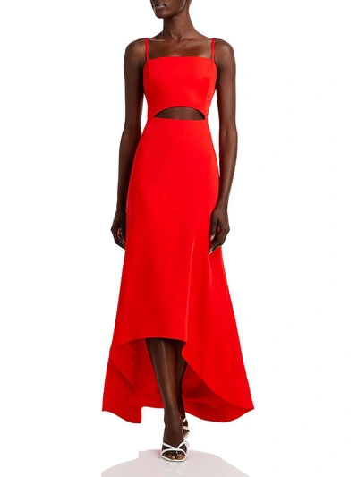Aqua Womens Square Neck Cut Out Evening Dress In Red
