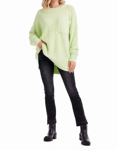 Mudpie Rome Chenille Sweater In Lime In Green