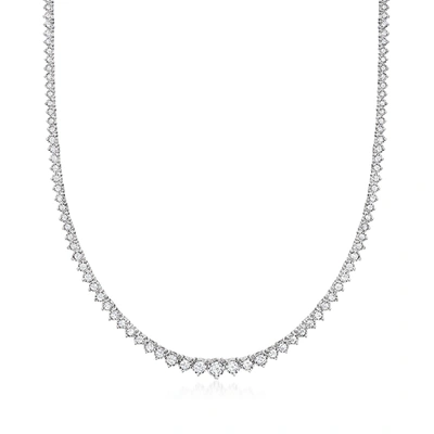 Ross-simons Lab-grown Diamond Graduated Tennis Necklace In Sterling Silver In Metallic