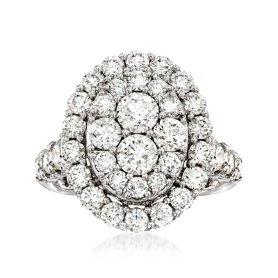 Ross-simons Diamond Cluster Oval Ring In 14kt White Gold In Silver