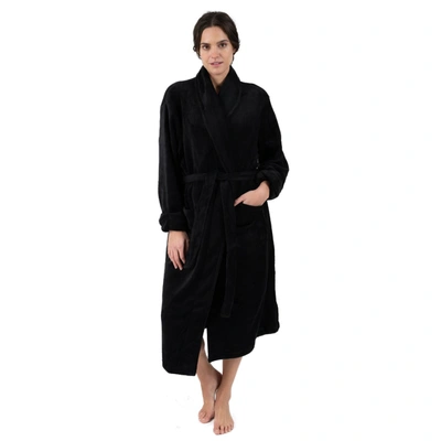 Leveret Womens Fleece Robe In Black