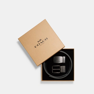 Coach Outlet Boxed Plaque And Harness Buckle Cut To Size Reversible Belt, 38 Mm In Black