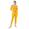 Leveret Womens Boho Solid Color Thermal Pajamas In Yellow