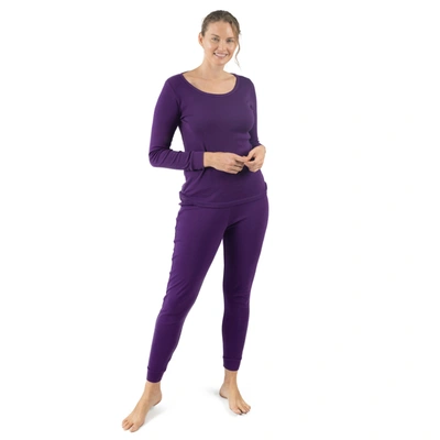 Leveret Womens Boho Solid Color Thermal Pajamas In Purple