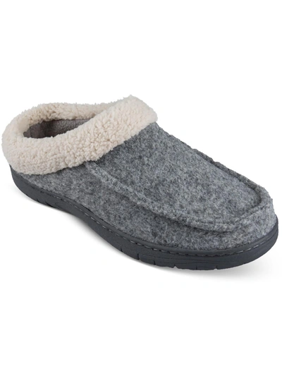 Haggar Mens Faux Fur Slip On Loafer Slippers In Grey