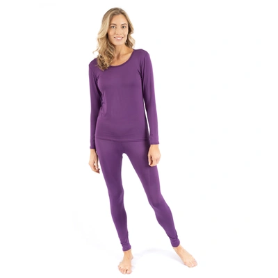 Leveret Womens Two Piece Boho Solid Thermal Pajamas In Purple