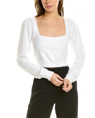 Lyra & Co Fuzzy Crop Sweater In White