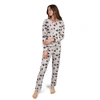 Leveret Womens Two Piece Cotton Loose Fit Pajamas Bird Gray In Multi
