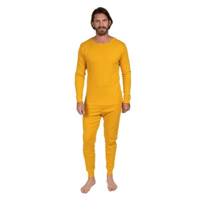Leveret Mens Two Piece Cotton Pajamas Boho Solid Color In Yellow