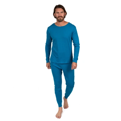 Leveret Mens Two Piece Cotton Pajamas Boho Solid Color In Blue