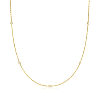 Ross-simons Lab-grown Diamond Station Necklace In 18kt Gold Over Sterling In Multi