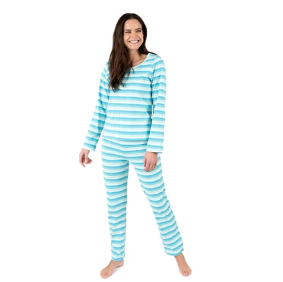 Leveret Womens Two Piece Cotton Loose Fit Striped Pajamas In Multi