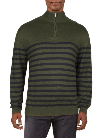 Nautica Mens Striped 1/4 Zip Pullover Sweater In Multi