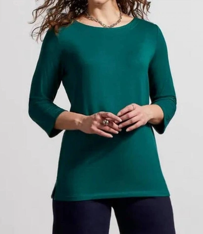 Tribal Soft French Terry Boat Neck Top In Forest In Green
