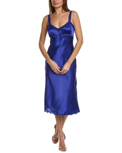 Bebe Satin Midi Dress In Blue