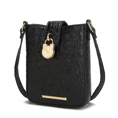Mkf Collection By Mia K Avery Faux Crocodile Embossed Vegan Leather Women's Crossbody Bag In Black