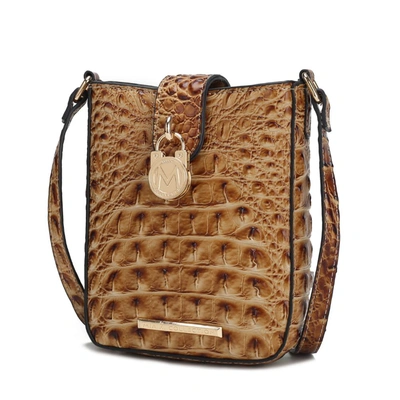 Mkf Collection By Mia K Avery Faux Crocodile Embossed Vegan Leather Women's Crossbody Bag In Brown
