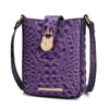 Mkf Collection By Mia K Avery Faux Crocodile Embossed Vegan Leather Women's Crossbody Bag In Purple