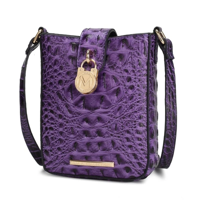 Mkf Collection By Mia K Avery Faux Crocodile Embossed Vegan Leather Women's Crossbody Bag In Purple