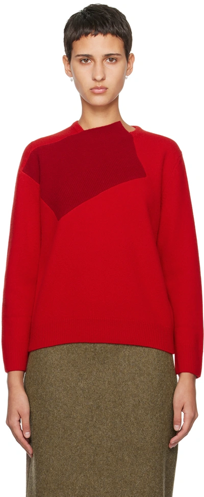 The Row Enid Two-tone Wool And Cashmere-blend Sweater In Red