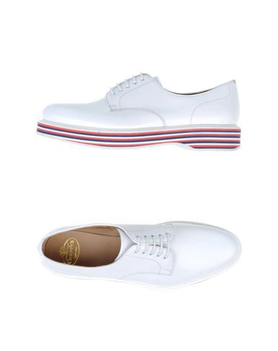 Church's Woman Lace-up Shoes White Size 8.5 Soft Leather
