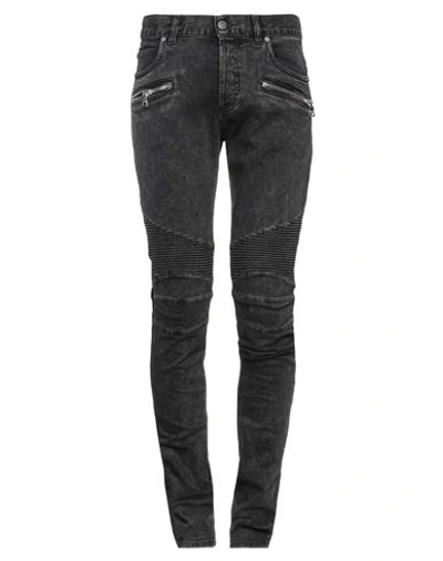 BALMAIN BALMAIN MAN DENIM PANTS BLACK SIZE 30 COTTON, ELASTANE