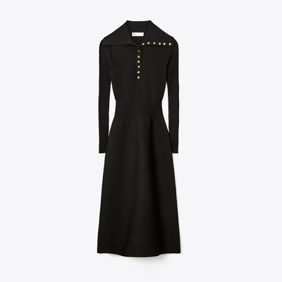 Tory Burch Polo Sweater Dress In Black/gold