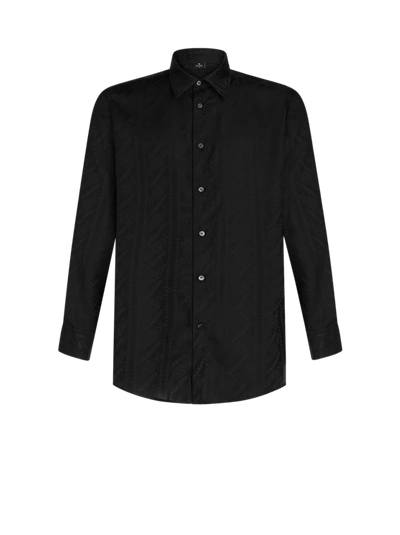 Etro Jacquard Silk Shirt In Black