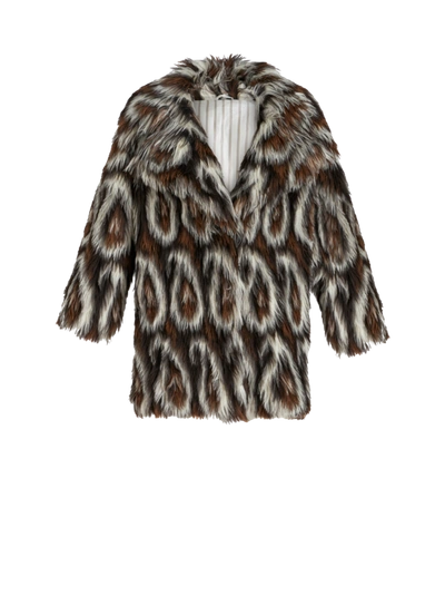 Etro Paisley-jacquard Brushed Coat In Brown