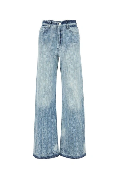 Amiri Stonewashed Denim Wide Jeans In Lightindigocotton