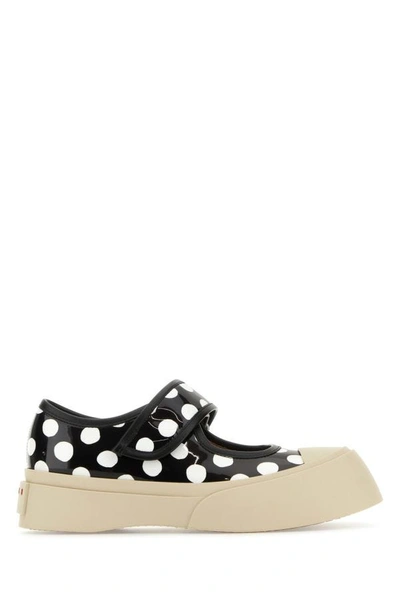 Marni Black And White Polka-dot Patent Leather Pablo Mary Jane Sneaker