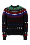 Moncler Grenoble Embroidered Wool Blend Tricot Sweater In Multicolor