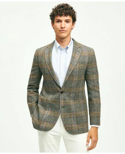 Brooks Brothers Classic Fit Wool Tweed Plaid Sport Coat | Brown | Size 44 Regular