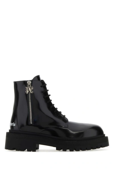 Palm Angels Woman Black Leather Ankle Boots