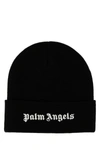 PALM ANGELS PALM ANGELS WOMAN BLACK WOOL BEANIE HAT