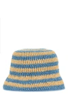 PRADA PRADA WOMAN TWO-TONE RAFFIA BUCKET HAT