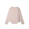 CHALK WHITE AND DUSKY PINK FLEUR STRIPED T SHIRT