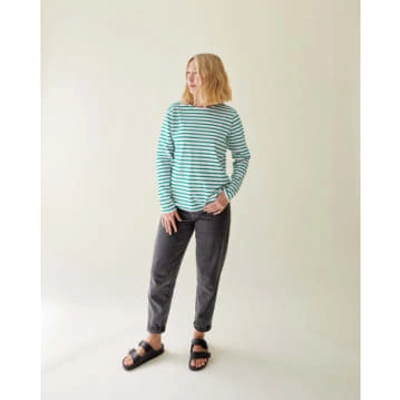 Chalk Fleur Stripe T Shirt In Green