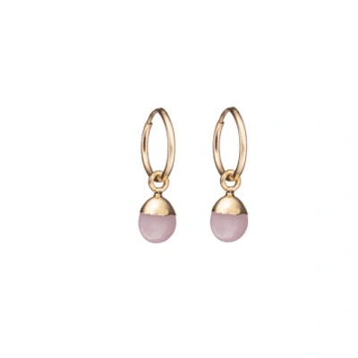 Decadorn Pink Opal Tiny Tumbled Gold Hoop Earrings