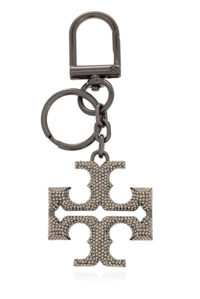 Tory Burch Embellished Keyring In Silver