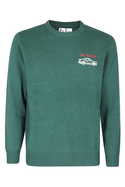 Mc2 Saint Barth Heron Logo Embroidered Knitted Jumper In Green