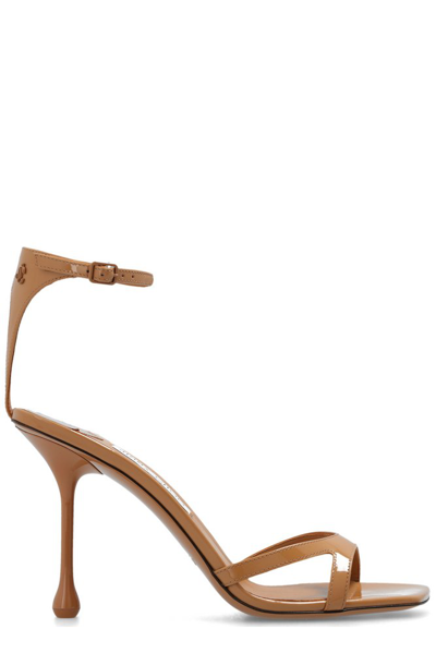 Jimmy Choo Ixia 95 Patent Leather Heeled Sandals In Biscuit