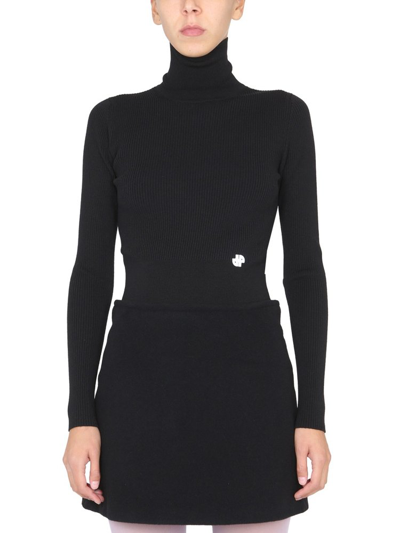 Patou High Neck Knitted Jumper In Black