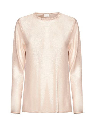 Alysi Lurex-detail Long-sleeve Blouse In Pink