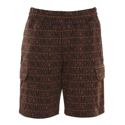 Moschino Monogrammed Shorts In Brown