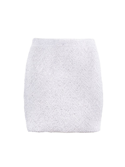 Missoni Sequin-embellished Chevron-knit Miniskirt In White