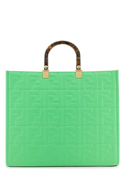 Fendi Monogram Embossed Tote Bag In Green