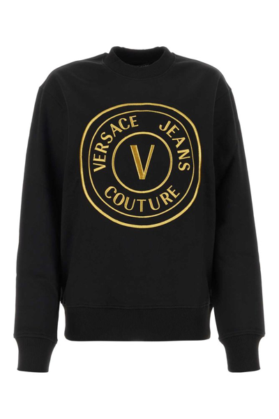 Versace Jeans Couture Logo Embroidered Crewneck Sweatshirt In Black